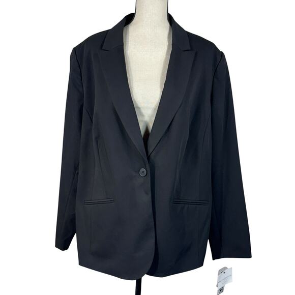 Liz Claiborne SZ 22W Career Blazer Jacket Lined Collared Pocket 1-Button Closure - Picture 1 of 9